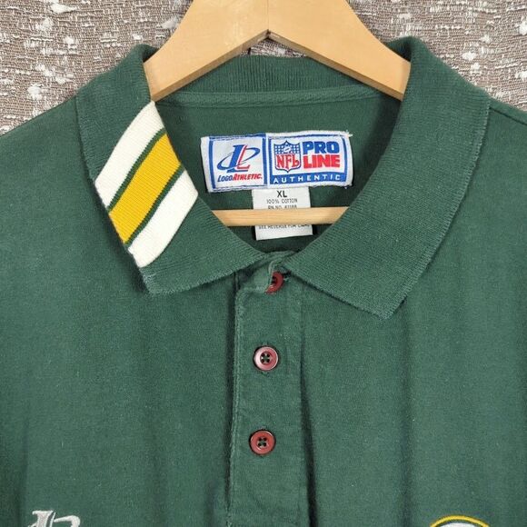 Vintage Green Bay Packers NFL Pro Line Short Sleeve‎ Green Polo Shirt Men's XL - Picture 4 of 10